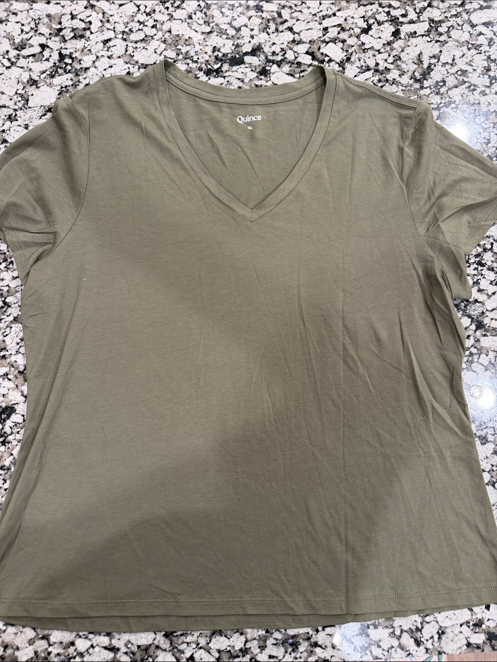 Quince Women’s XL Olive Green Modal Cotton V-Neck Short Sleeve T-Shirt